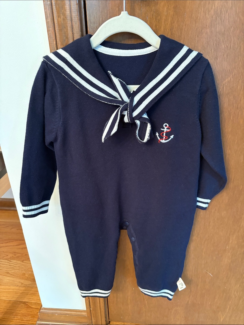 Navy Sailor-Style Kids One-Piece Romper
